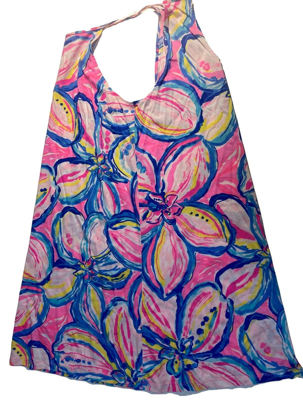 Lilly Pulitzer light pink blue floral resort beach spaghetti strap sundress S